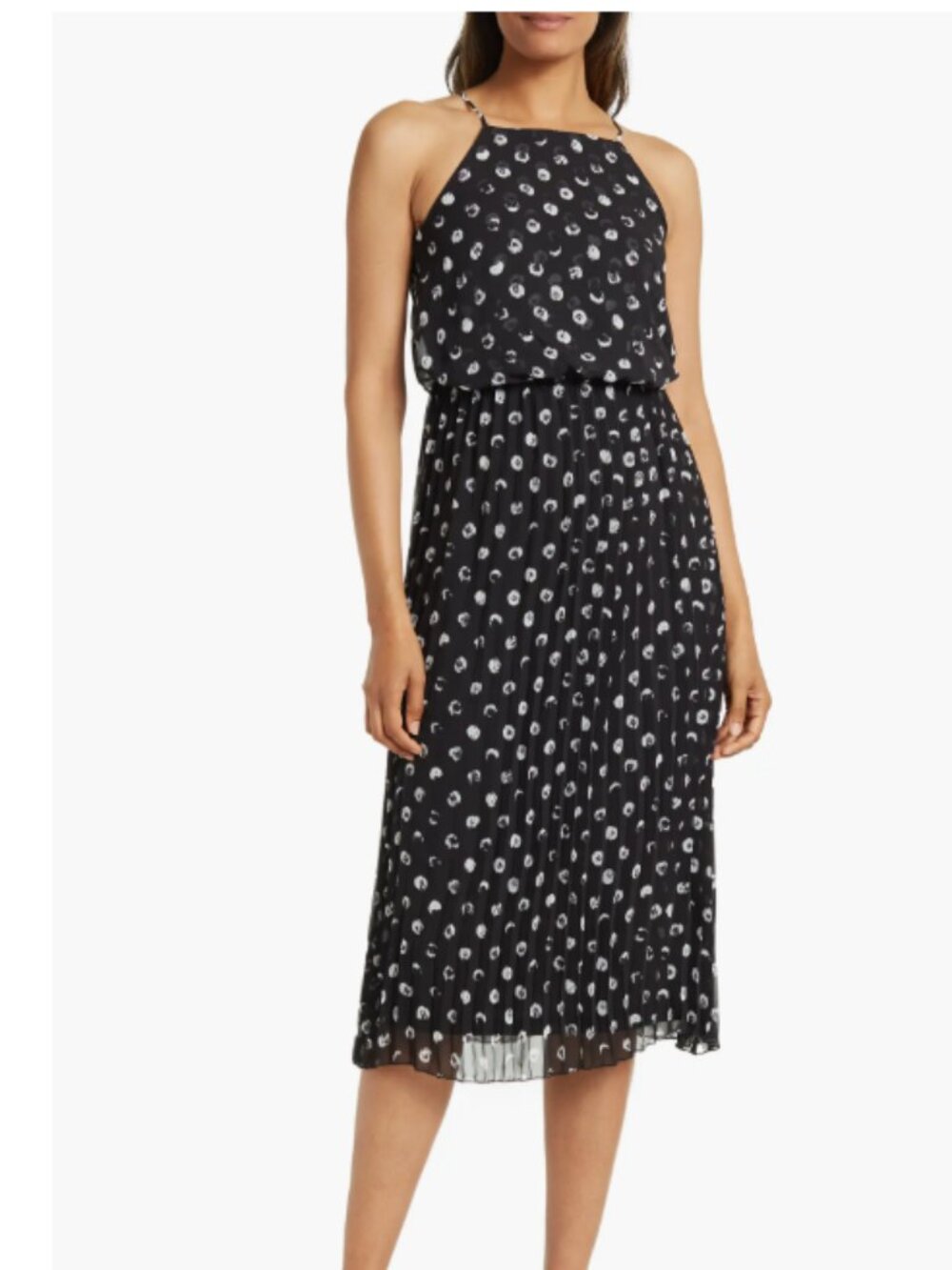 Sam Edelman Classy Chiffon Dot Pleated Chiffon Cocktail Dress NWT Sz 8